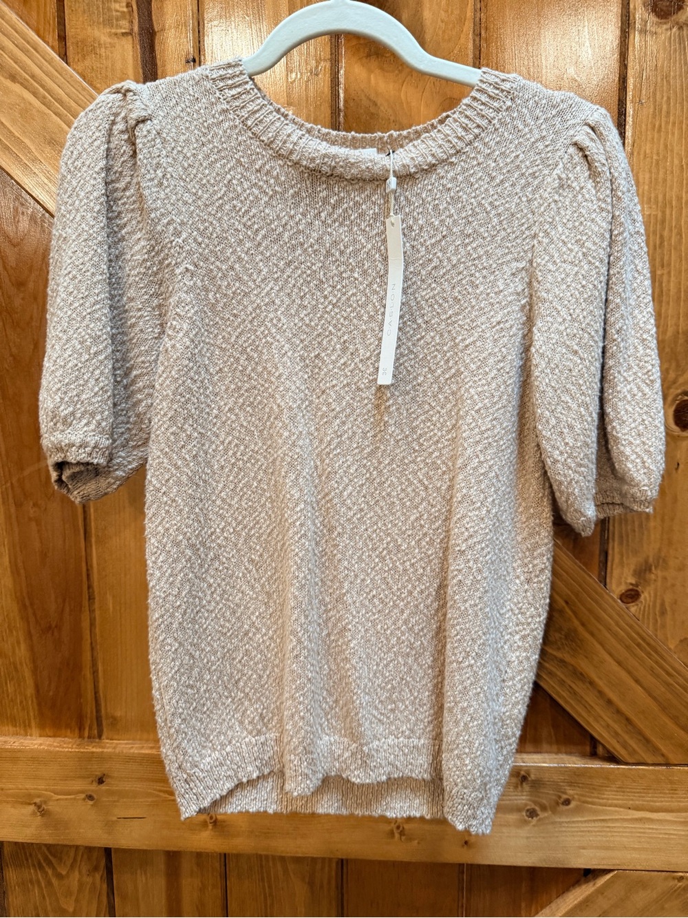 Caslon Nordstrom NWT Puff Sleeve Knit Sweater XS Tan Shore